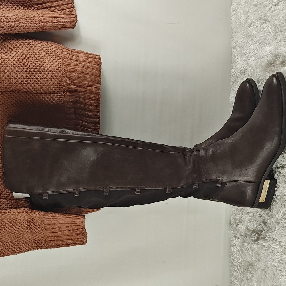 Vince Camuto Knee High Lace up Brown Leather Boots without Laces Women size 7 - Picture 3 of 12